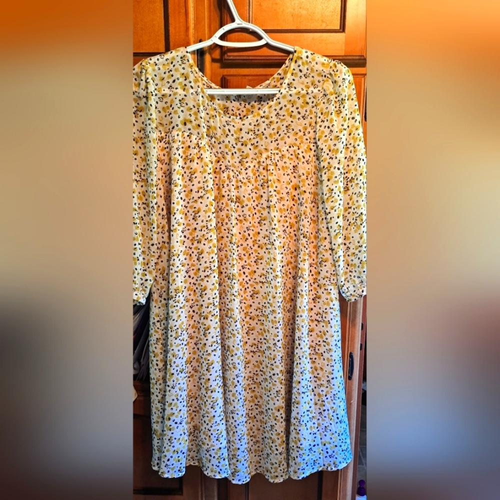 Beautiful Anthropologie Paper Crown Dress Chiffon Look Over Built In Slip...SPet